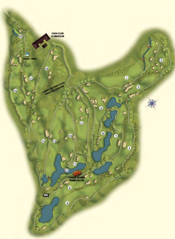 Karte mit Golfplätzen von Los Lagos im Mijas Golf Club