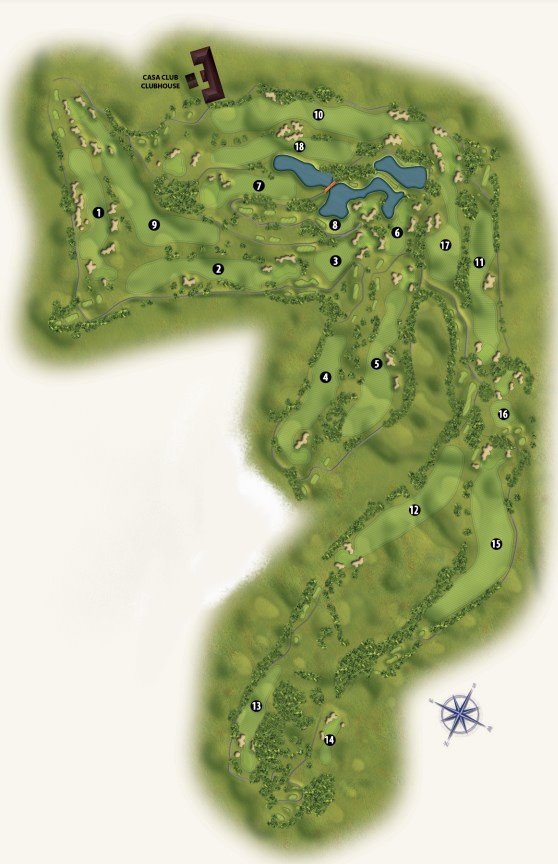 Karte mit Golfplätzen von Los Olivos im Mijas Golf Club